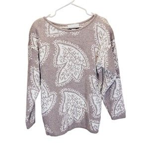 White, Wheeler & Martha Sweater Women's Medium Tan White Lambswool Angora